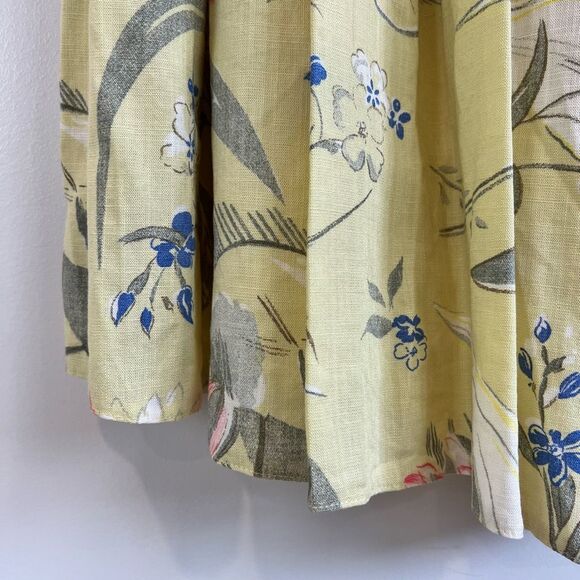 Vintage 80s Patrizia’s Mondi Yellow Floral Bermuda 18 Linen Germany Lagenlook - Picture 5 of 15